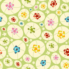 Seamless pattern with abstract eastery round flowers