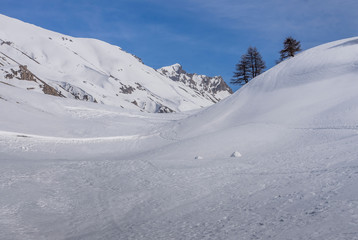 Neige, vallée de l'Ubaye, Mercantour, France