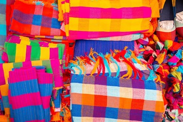 High angle shot of colorful handmade traditional Lenca Honduras