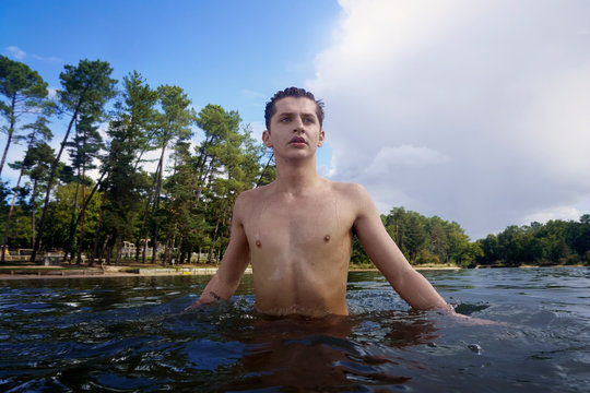 Male in lake France
