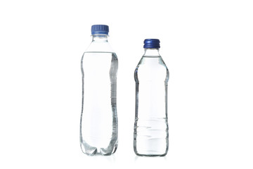 Bottles with water isolated on white background