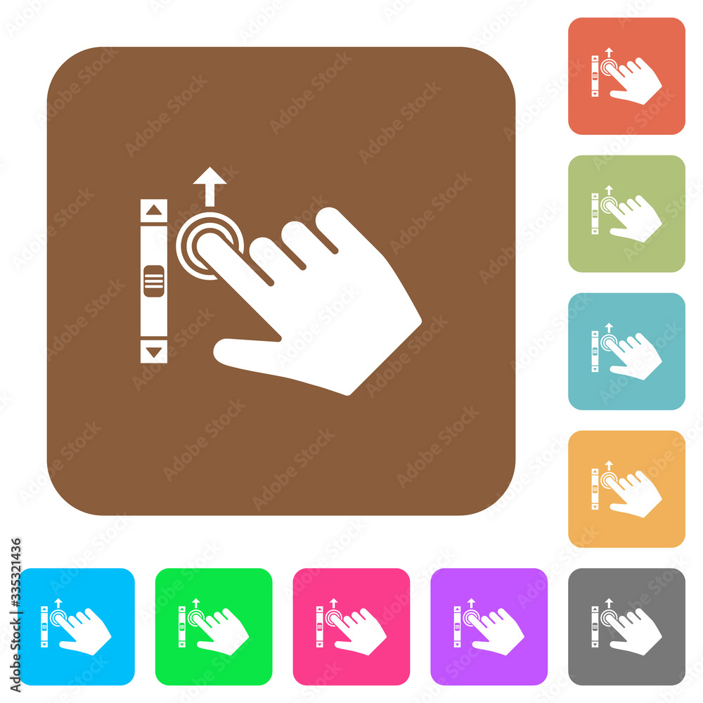 Poster Right handed scroll up gesture rounded square flat icons