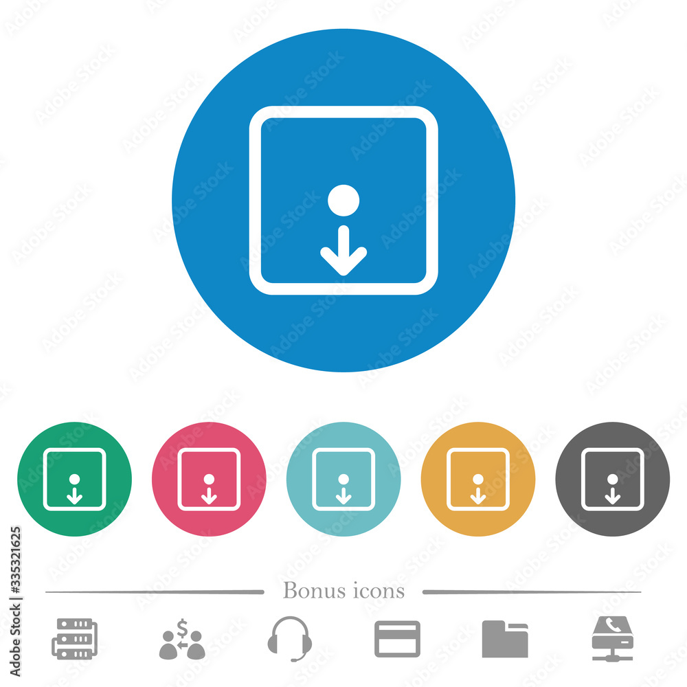 Poster move object down flat round icons