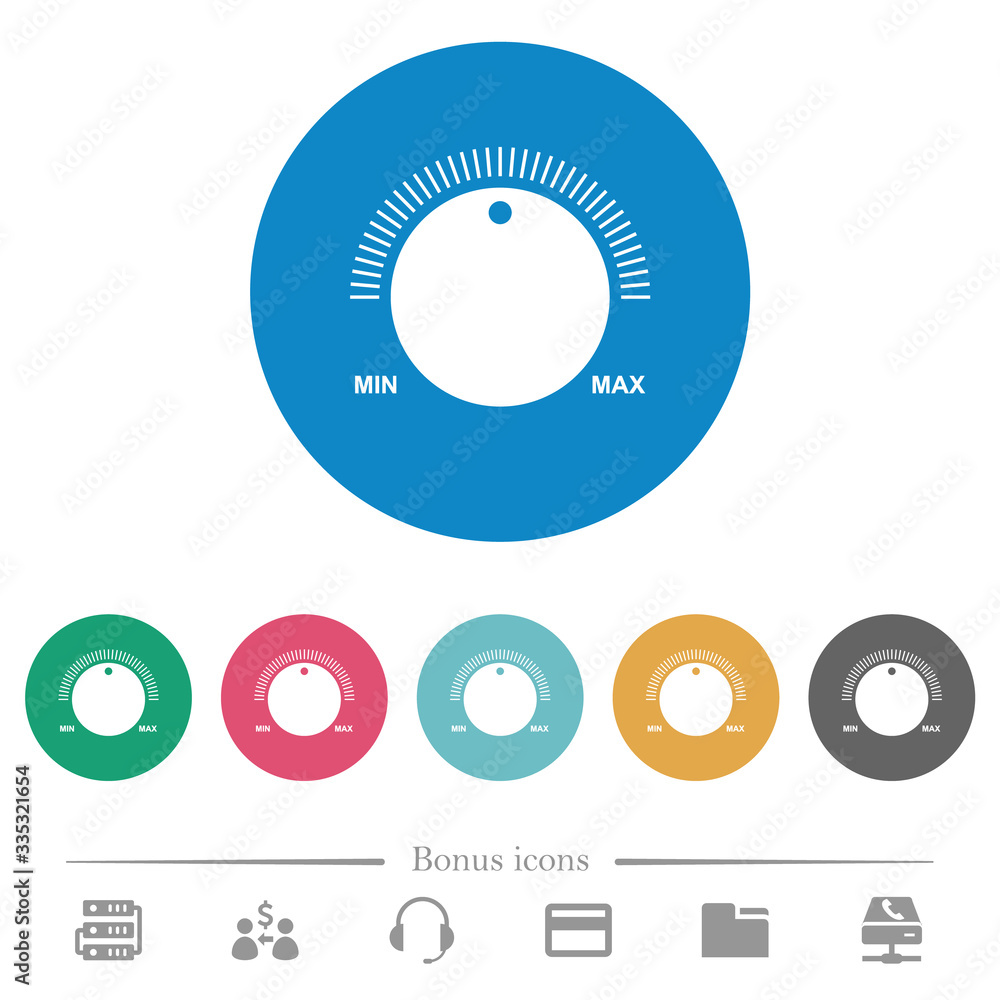 Poster volume control with captions flat round icons
