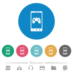 Mobile gaming flat round icons