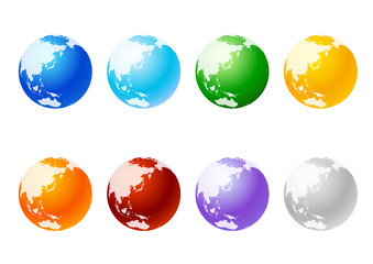 デジタルネットワークカラフル地球セット-3Dイメージ