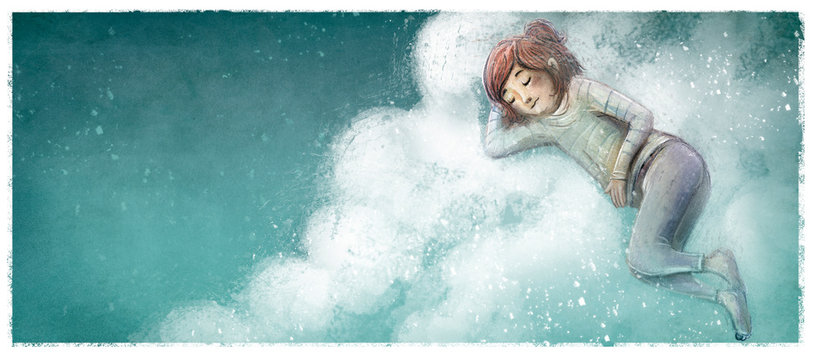 girl sleeping on the clouds