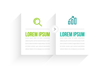 Minimal Business Infographics template. Timeline with 2 steps, options and marketing icons .Vector linear infographic with two conected elements. Can be use for presentation.