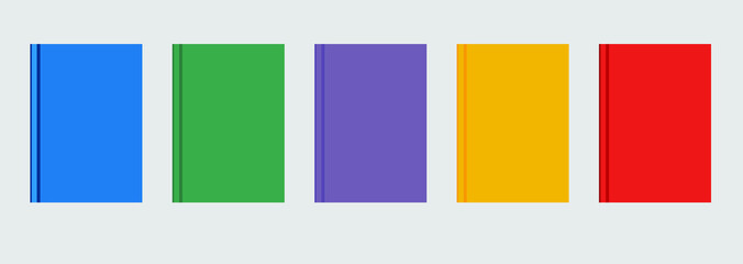 Blank book cover design template for organizers or notebooks in different colours.