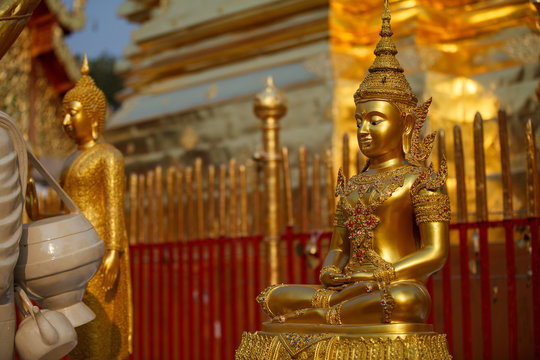 Golden Buddha statues in Wat Doi Suthep,  Chiang Mai