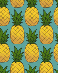 Tropical seamless pattern with pineapple
