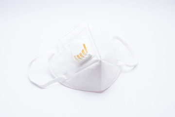 N95 mask for protection against Covid-19 virus on a white background. Corona Virus protection concept.