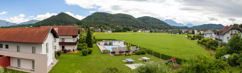 Fototapeta na wymiar Panorama, a small village in the mountains of Austria