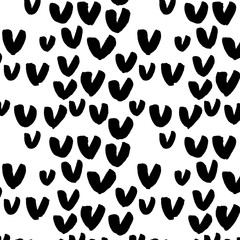 Black and white pattern with hand drawn hearts and shapes.Perfect design for posters, cards, textile, web pages.Valentine's day.