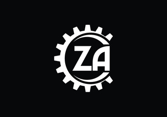 Obraz premium Monogram ZA in Circular Mechanical Gear Emblem Industrial Design Logo Modern and Bold Suitable for Engineering and Automotive Businesses