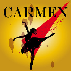 Female silhouette, ballerina, ballet Carmen