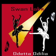 Female silhouette, ballerina, ballet Swan Lake, white swan, black swan Odette and Odile © Oksana Budnichenko
