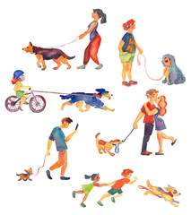 People going for a walk with dogs