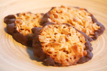 Closeup of Florentiner Cookies on a background