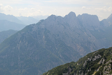 View to Triglav National Park mountains from Mala Mojstrovka peak, Slovenia