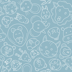 Naklejka na ściany i meble Animal - Vector background (seamless pattern) of pets and wild beast for graphic design