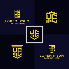 Inspiring logo design Set, for companies from the initial letters of the YE logo icon. -Vectors