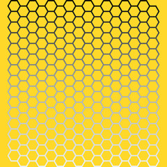 Yellow seamless texture in the form of honeycombs, gradient. Background. Vector