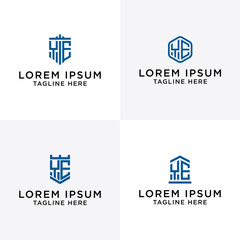 Inspiring logo design Set, for companies from the initial letters of the YE logo icon. -Vectors