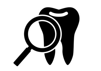 Teeth,dentist and magnifying glass icon