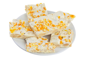 tasty appetizing turon on a plate on  white background