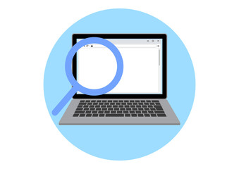 business search technology symbol icon and PC