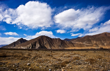 mountain landscape with blue sky in Tibet China 