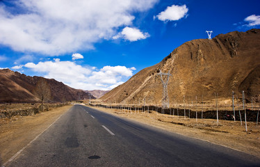 mountain landscape with blue sky in Tibet China 