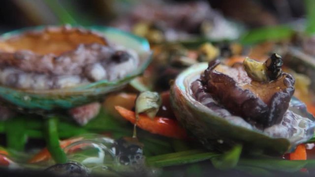 Korean food, fresh abalone seafood soup