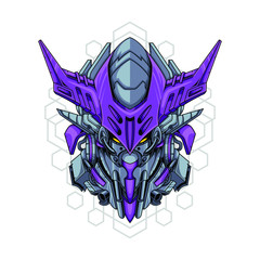 Vector illustration, Mecha head with sacred geometry pattern