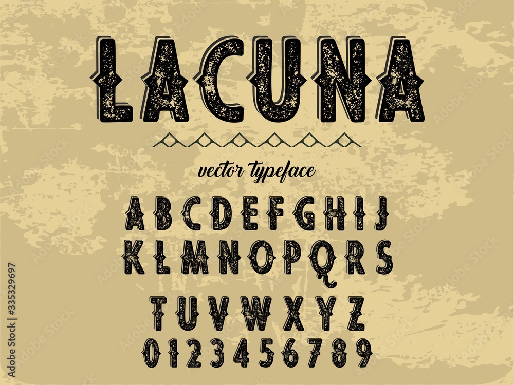Aufkleber font. script.typeface.alphabet .shadow effect.handcrafted handwritten vector label design old style.