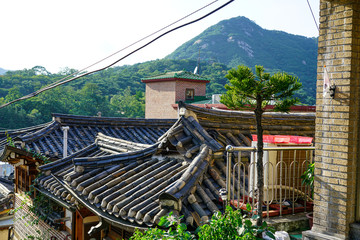 The roof of a traditional Korean house, hanok.