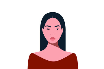 Portrait of an Asian woman. Chinese. Japanese lady. Korean girl. Vector illustration. EPS 10.