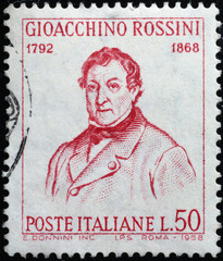 Composer Gioacchino Rossini on italian postage stamp