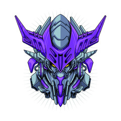 Vector illustration, Mecha head with sacred geometry pattern