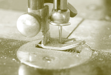 Antique, vintage sewing machine close-up