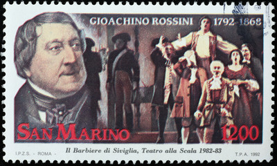 Italian composer Gioacchino Rossini on postage stamp