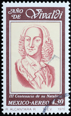 Portrait of Antonio Vivaldi on postage stamp
