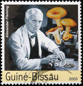 Portrait of Alexander Fleming on stamp of Guinea Bissau
