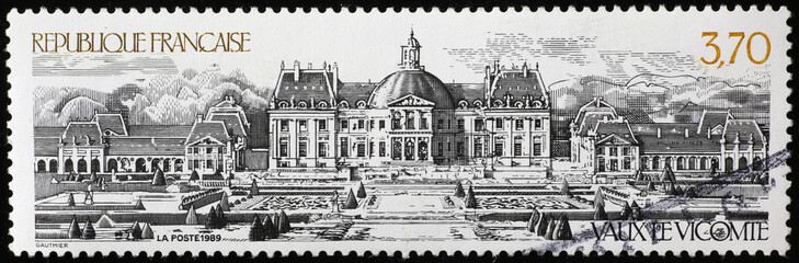 Vaux-le-Vicomte building on french postage stamp