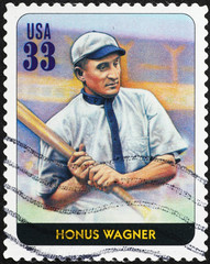 Baseball legend Honus Wagner on american stamp