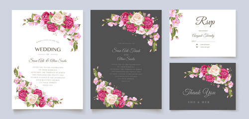 Fototapeta na wymiar elegant floral wedding invitation designs