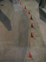 road, traffic, street, cone, arrow, sign, asphalt, highway, white, safety, symbol, direction, way, construction, line, lane, isolated, car, transportation, red, travel, orange, urban, transport, drivi