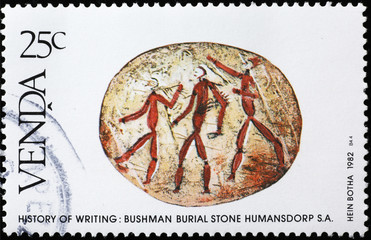 Bushman burial stone on postage stamp