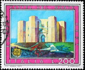 Castel del Monte, Apulia, on italian postage stamp